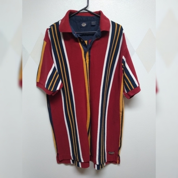 Dockers men's polo shirt red and stripes size L - Picture 1 of 6